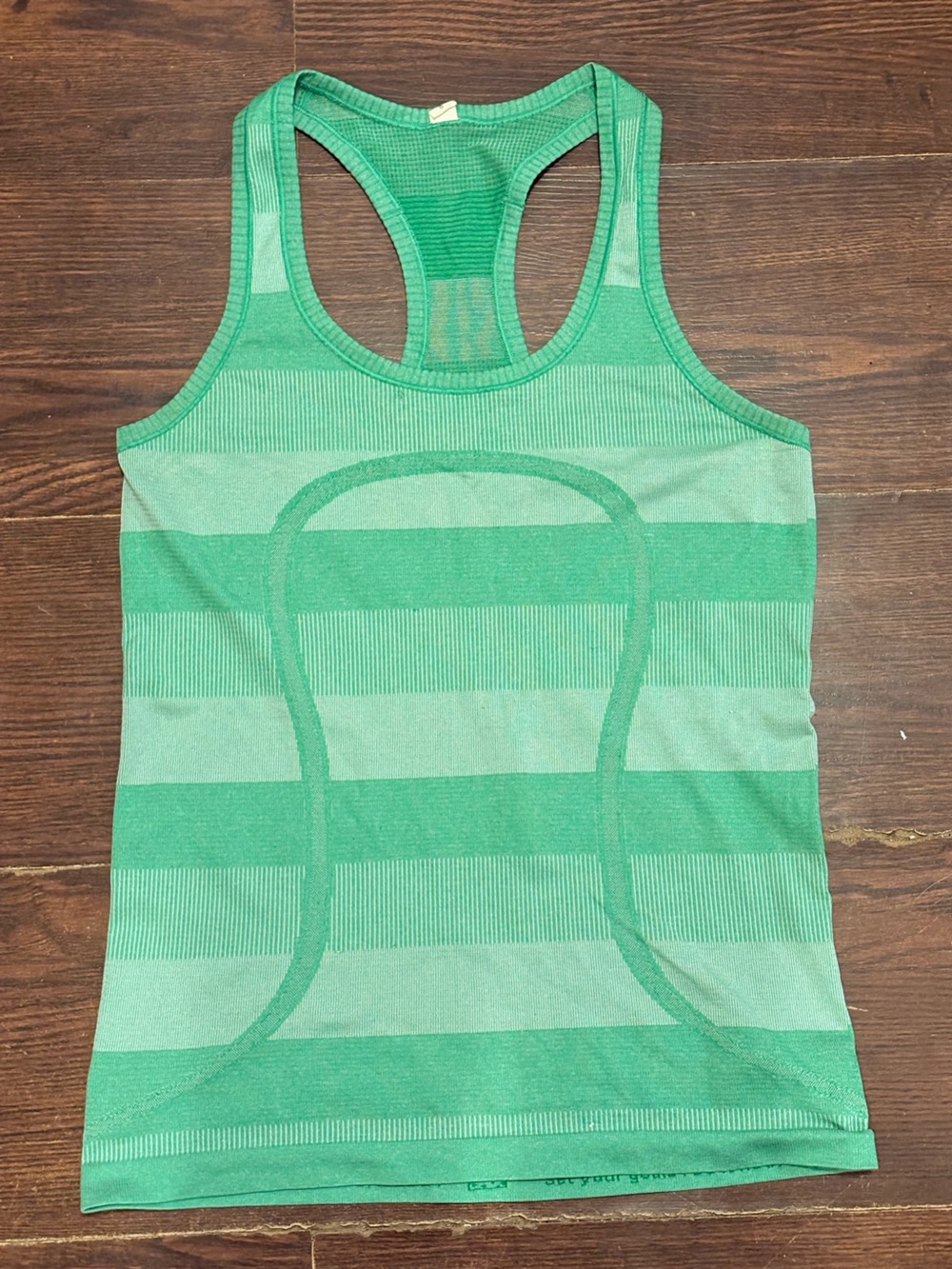 lululemon athletica Size 6 Green Striped Racerback Tank Top